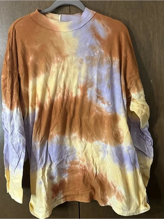 Free People We the Free Tie-Dye Tee Lilac Woods Long Sleeve Shirt Size Large - Picture 2 of 12